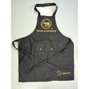 Blue Elephant Kitchen Bib‎ Apron Thailand Black Culinary Adjustable Pockets Chef